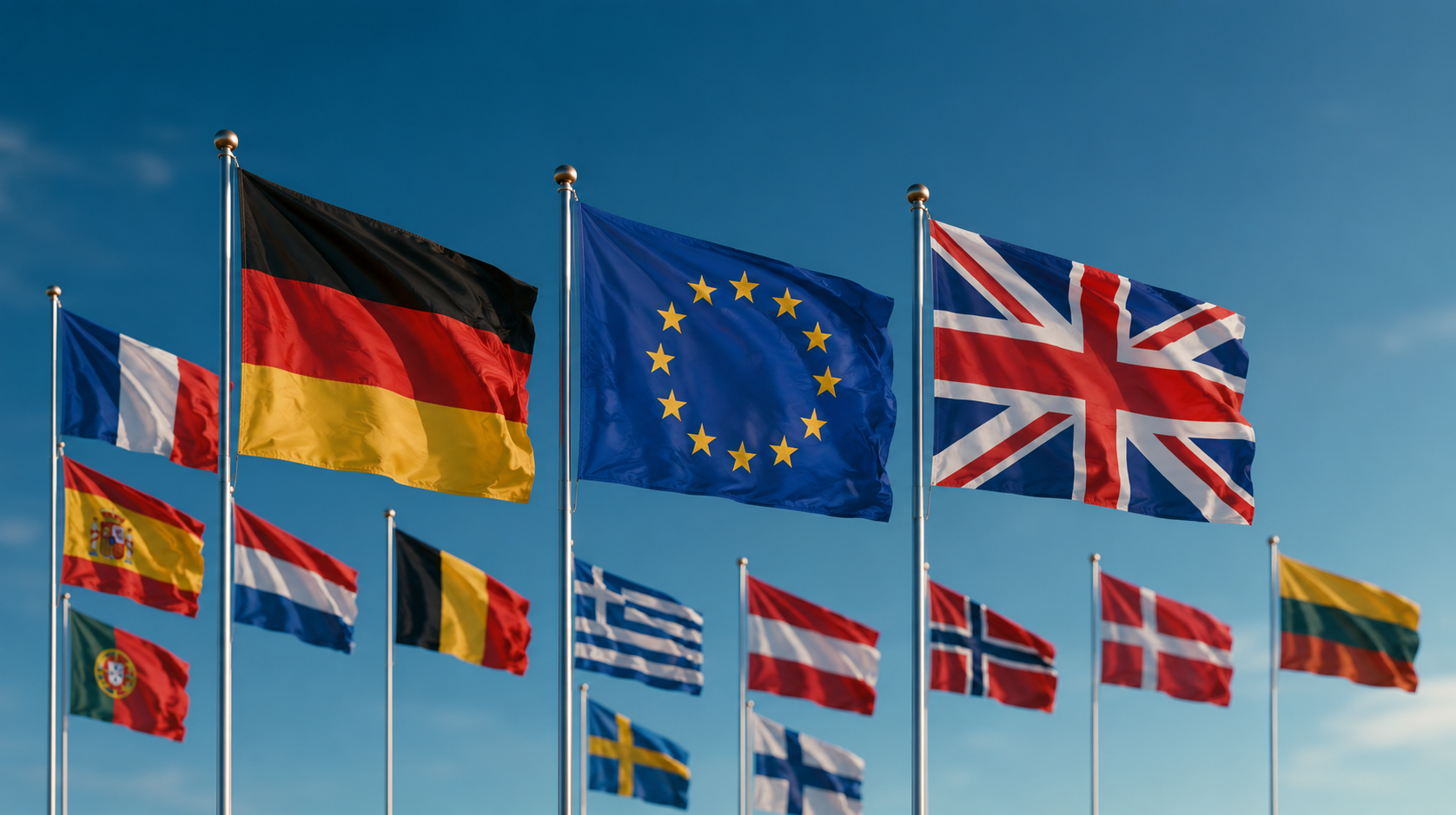 Flaggen von europäischen Ländern und EU